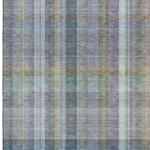 HomeRoots 5' X 8' Green and Purple Plaid Washable Area Rug – Durable, Stain-Resistant with UV Protection! 648018