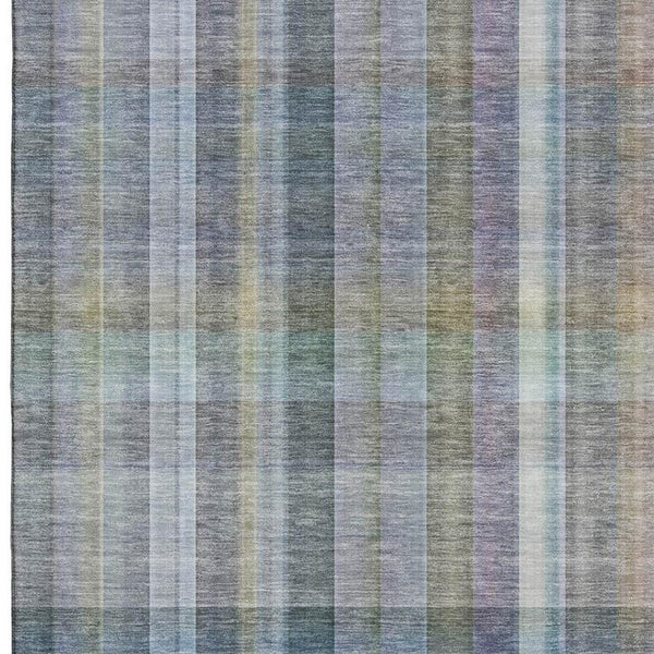 HomeRoots 5' X 8' Green and Purple Plaid Washable Area Rug – Durable, Stain-Resistant with UV Protection! 648018