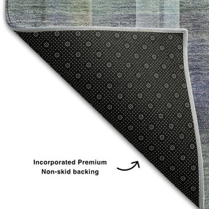 HomeRoots 9' X 12' Green And Purple Plaid Area Rug - Washable, UV Protected, Stain-Resistant & Family-Friendly 648021