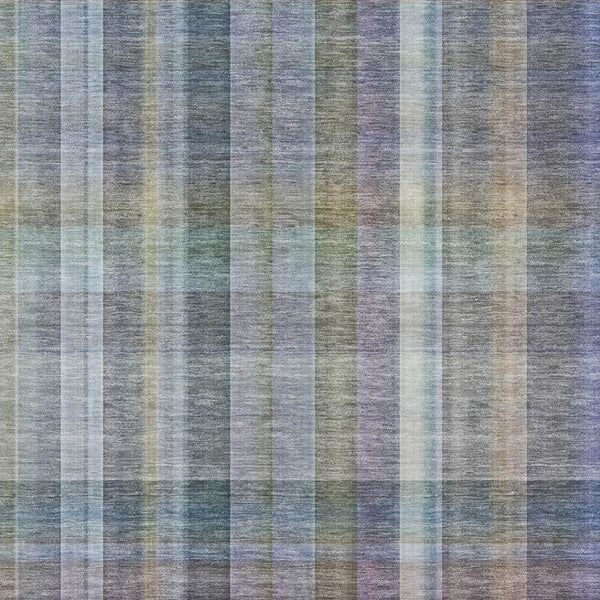 HomeRoots 9' X 12' Green And Purple Plaid Area Rug - Washable, UV Protected, Stain-Resistant & Family-Friendly 648021