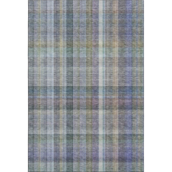 HomeRoots 10' X 14' Green and Purple Plaid Area Rug - Washable, UV Protected, Durable for High-Traffic Spaces 648022