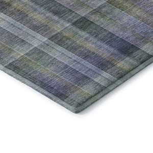 HomeRoots 10' X 14' Green and Purple Plaid Area Rug - Washable, UV Protected, Durable for High-Traffic Spaces 648022