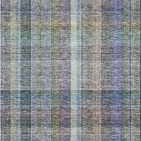 HomeRoots 10' X 14' Green and Purple Plaid Area Rug - Washable, UV Protected, Durable for High-Traffic Spaces 648022