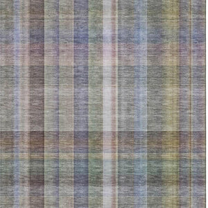 HomeRoots 8' X 10' Washable Pewter & Purple Plaid Area Rug with UV Protection for Family Rooms & Play Areas 648026