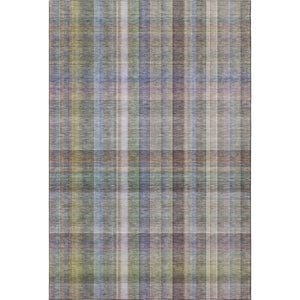 HomeRoots 9' X 12' Stylish Pewter & Purple Plaid Washable Area Rug - Durable, UV Protected & Easy Care 648027