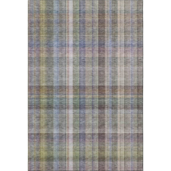 HomeRoots 9' X 12' Stylish Pewter & Purple Plaid Washable Area Rug - Durable, UV Protected & Easy Care 648027