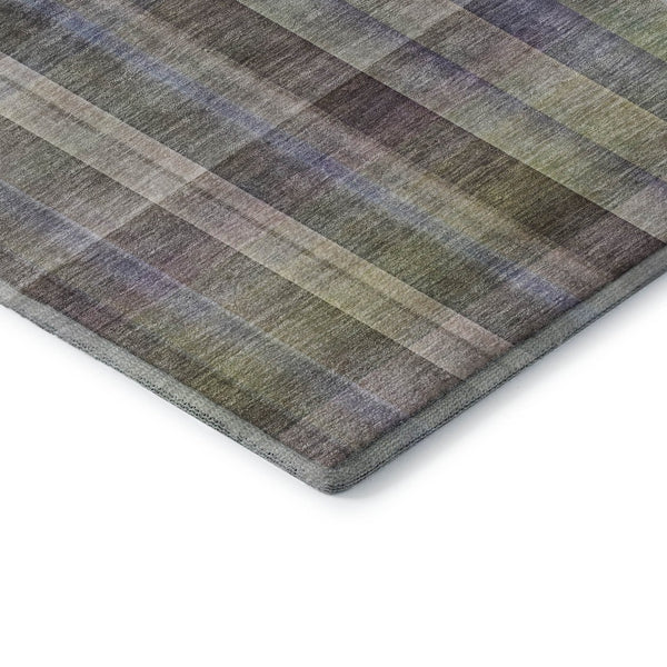 HomeRoots 10' X 14' Pewter & Purple Plaid Area Rug - Washable, Stain Resistant, UV Protected for Busy Homes 648028