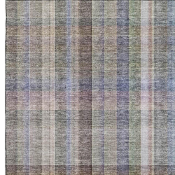 HomeRoots 10' X 14' Pewter & Purple Plaid Area Rug - Washable, Stain Resistant, UV Protected for Busy Homes 648028