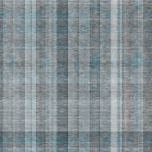 HomeRoots 5' X 8' Teal And Ivory Plaid Area Rug – Durable, Stain-Resistant, UV Protected, Perfect for Any Room! 648030