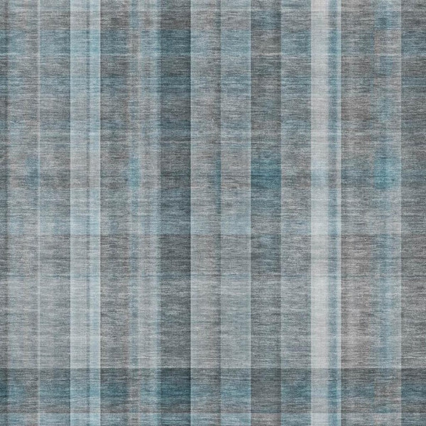 HomeRoots 5' X 8' Teal And Ivory Plaid Area Rug – Durable, Stain-Resistant, UV Protected, Perfect for Any Room! 648030