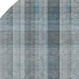 HomeRoots 8' Teal And Ivory Plaid Washable Round Rug - Durable, Stain Resistant, UV Protected for Family Spaces 648031