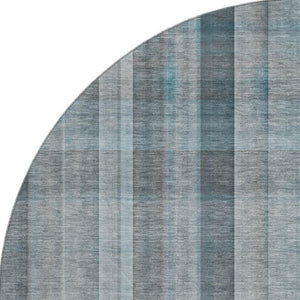 HomeRoots 8' Teal And Ivory Plaid Washable Round Rug - Durable, Stain Resistant, UV Protected for Family Spaces 648031