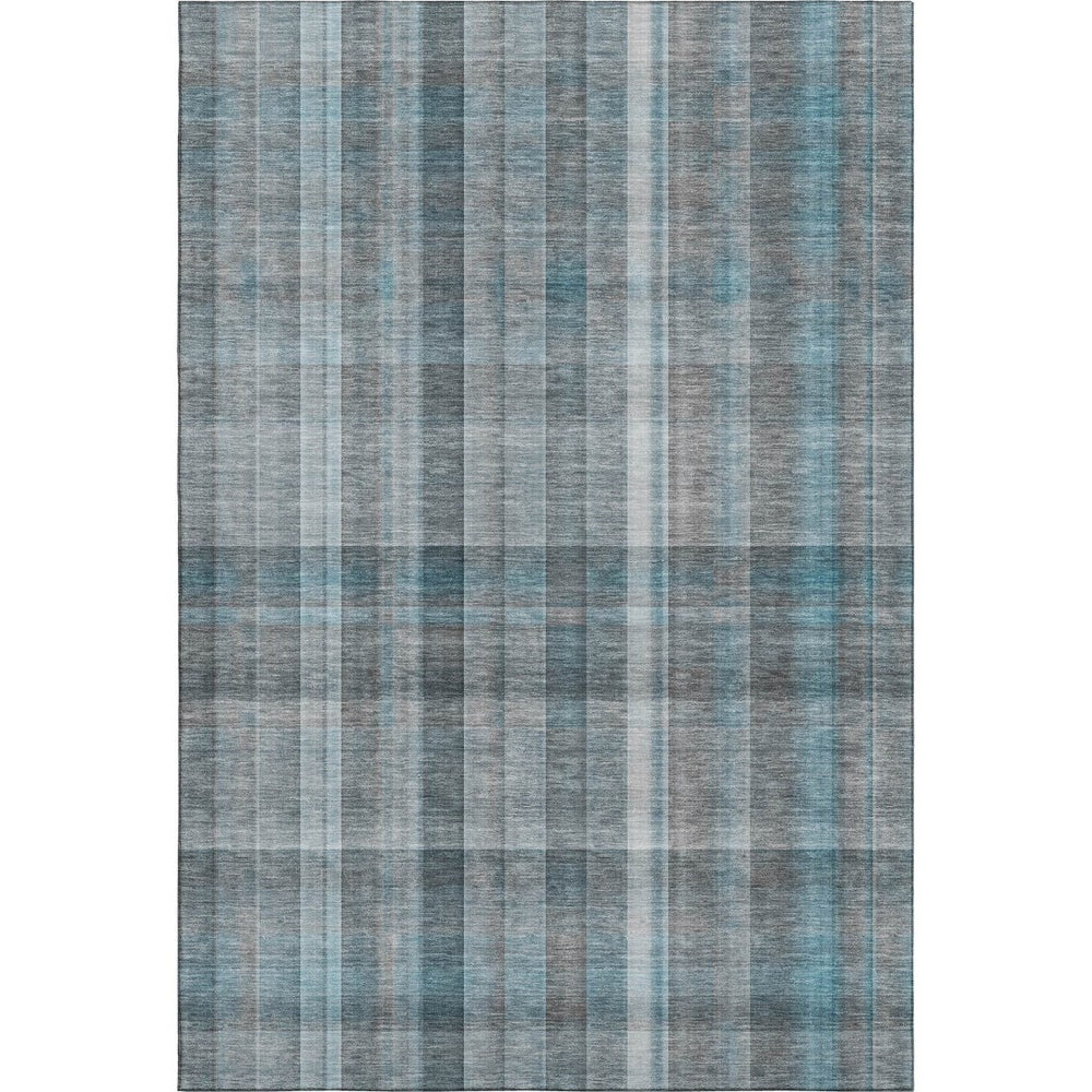 HomeRoots 8' X 10' Teal and Ivory Plaid Washable Area Rug - UV Protected, Stain Resistant, Easy-Care Design! 648032