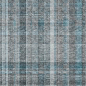 HomeRoots 8' X 10' Teal and Ivory Plaid Washable Area Rug - UV Protected, Stain Resistant, Easy-Care Design! 648032