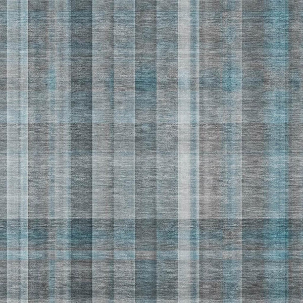 HomeRoots 8' X 10' Teal and Ivory Plaid Washable Area Rug - UV Protected, Stain Resistant, Easy-Care Design! 648032