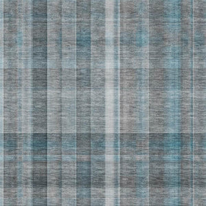 HomeRoots 9' X 12' Teal and Ivory Plaid Area Rug - Durable, Stain-Resistant, UV Protected for Any Space! 648033