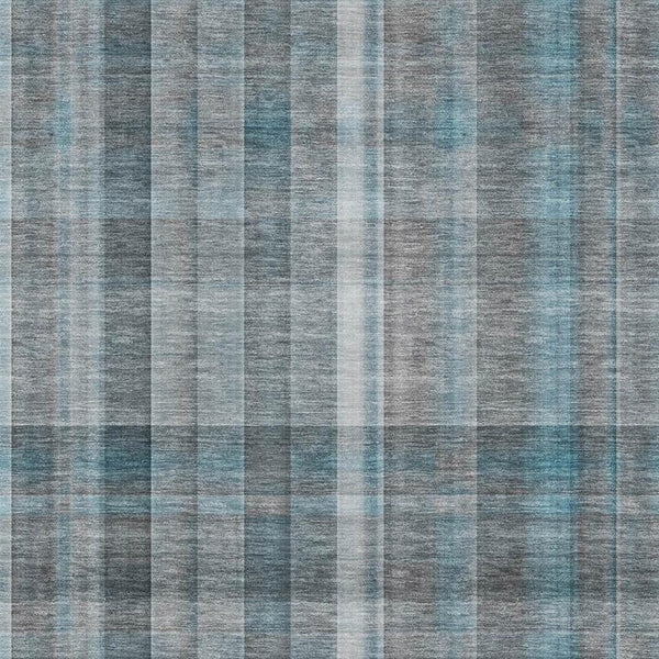 HomeRoots 9' X 12' Teal and Ivory Plaid Area Rug - Durable, Stain-Resistant, UV Protected for Any Space! 648033