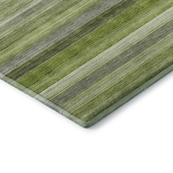 HomeRoots 9' X 12' Fern Green Striped Area Rug - Washable, UV Protected, Durable & Stylish for Busy Homes 648045