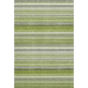 HomeRoots 10' X 14' Fern Green Ivory Gray Striped Washable Area Rug - UV Protected, Durable & Easy-Clean Design 648046