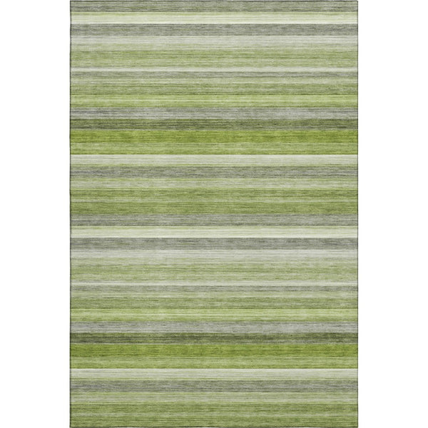 HomeRoots 10' X 14' Fern Green Ivory Gray Striped Washable Area Rug - UV Protected, Durable & Easy-Clean Design 648046
