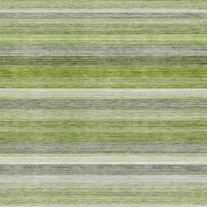 HomeRoots 10' X 14' Fern Green Ivory Gray Striped Washable Area Rug - UV Protected, Durable & Easy-Clean Design 648046