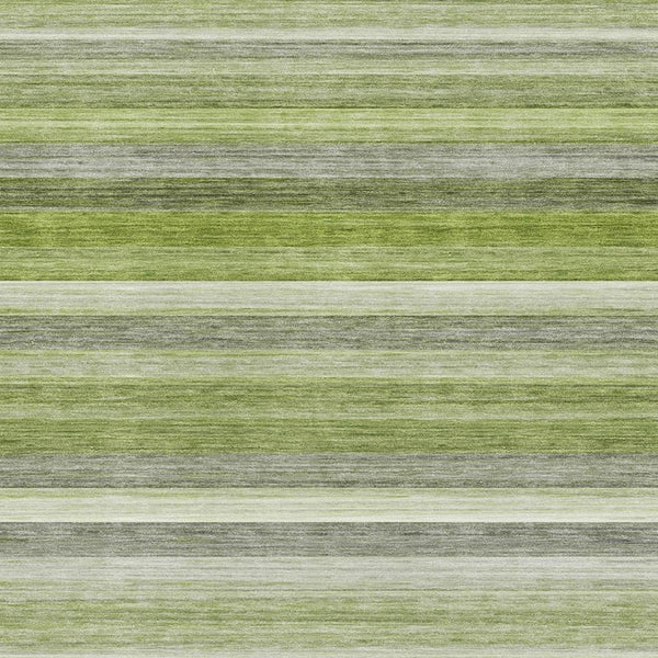 HomeRoots 10' X 14' Fern Green Ivory Gray Striped Washable Area Rug - UV Protected, Durable & Easy-Clean Design 648046