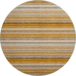 HomeRoots 8' Washable Round Rug in Rust, Gray & Ivory Stripes - UV Protected, Durable & Easy to Clean Design 648049