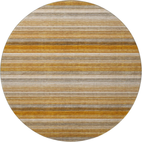 HomeRoots 8' Washable Round Rug in Rust, Gray & Ivory Stripes - UV Protected, Durable & Easy to Clean Design 648049
