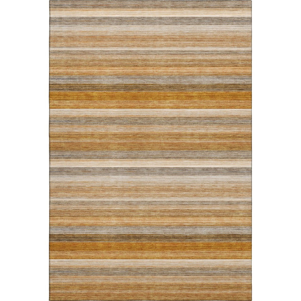 HomeRoots 8' X 10' Striped Washable Area Rug in Rust, Gray & Ivory - Durable, UV-Protected & Stylish Décor Solution 648050
