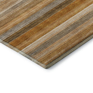 HomeRoots 8' X 10' Striped Washable Area Rug in Rust, Gray & Ivory - Durable, UV-Protected & Stylish Décor Solution 648050