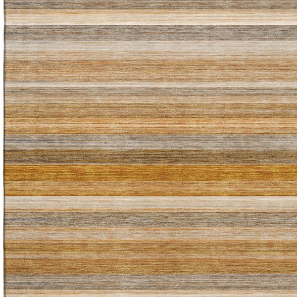 HomeRoots 8' X 10' Striped Washable Area Rug in Rust, Gray & Ivory - Durable, UV-Protected & Stylish Décor Solution 648050