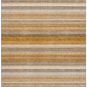 HomeRoots 8' X 10' Striped Washable Area Rug in Rust, Gray & Ivory - Durable, UV-Protected & Stylish Décor Solution 648050
