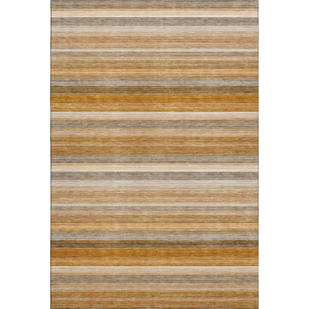 HomeRoots 9' X 12' Washable Area Rug in Rust, Gray & Ivory Stripes - Durable, UV-Protected & Pet-Friendly Design 648051