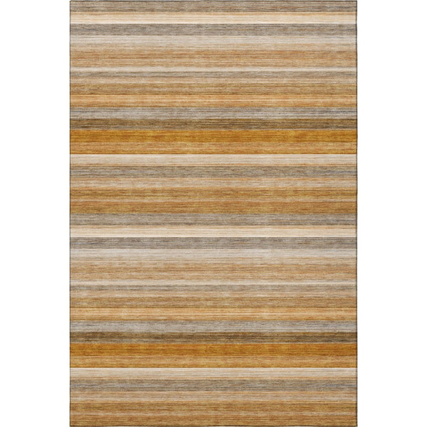 HomeRoots 9' X 12' Washable Area Rug in Rust, Gray & Ivory Stripes - Durable, UV-Protected & Pet-Friendly Design 648051