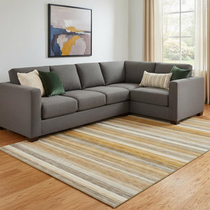 HomeRoots 10' X 14' Striped Washable Area Rug in Rust Gray & Ivory - Durable, UV-Protected for Indoor/Outdoor Use 648052