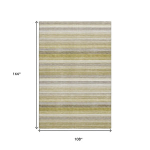 HomeRoots 9' x 12' Wheat Gray & Ivory Striped Area Rug - Stylish, Durable, Stain-Resistant & UV Protected Design 648063