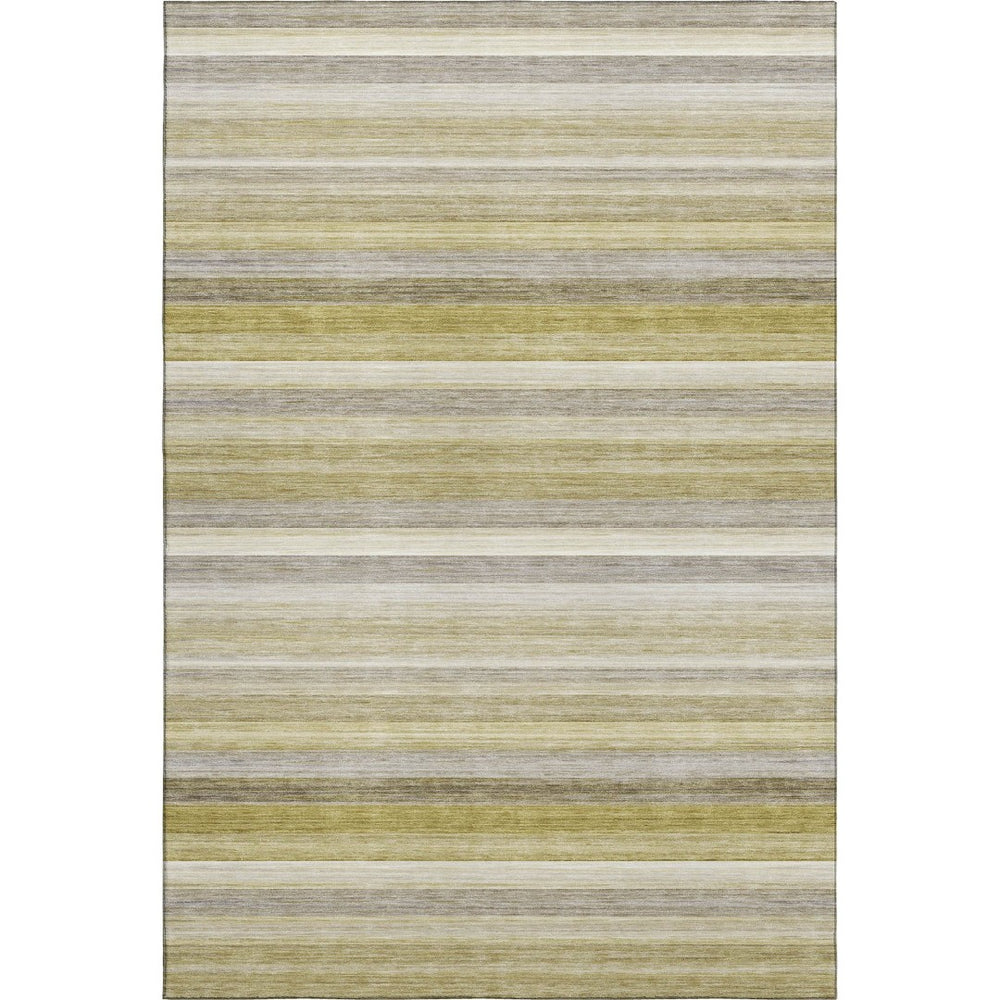 HomeRoots 9' x 12' Wheat Gray & Ivory Striped Area Rug - Stylish, Durable, Stain-Resistant & UV Protected Design 648063