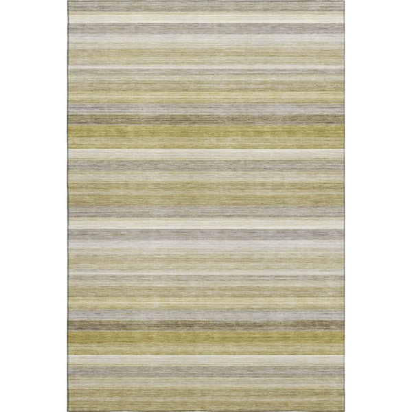 HomeRoots 9' x 12' Wheat Gray & Ivory Striped Area Rug - Stylish, Durable, Stain-Resistant & UV Protected Design 648063