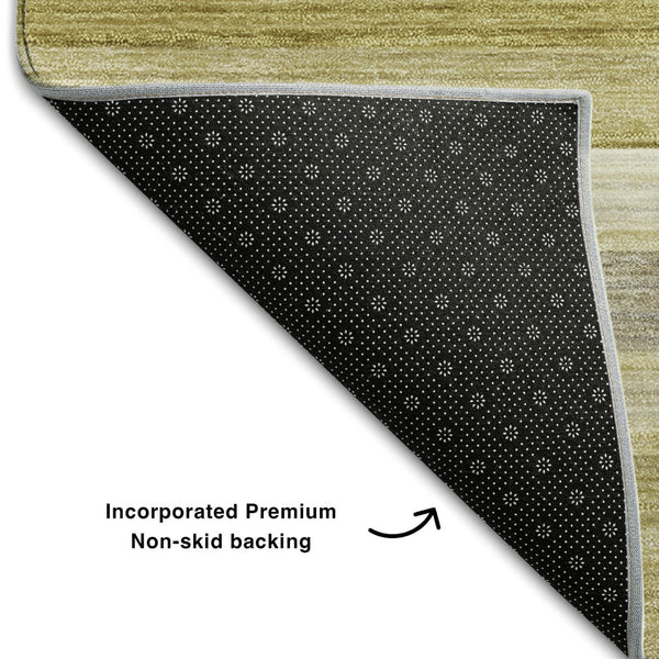 HomeRoots 9' x 12' Wheat Gray & Ivory Striped Area Rug - Stylish, Durable, Stain-Resistant & UV Protected Design 648063
