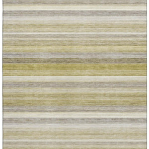 HomeRoots 9' x 12' Wheat Gray & Ivory Striped Area Rug - Stylish, Durable, Stain-Resistant & UV Protected Design 648063
