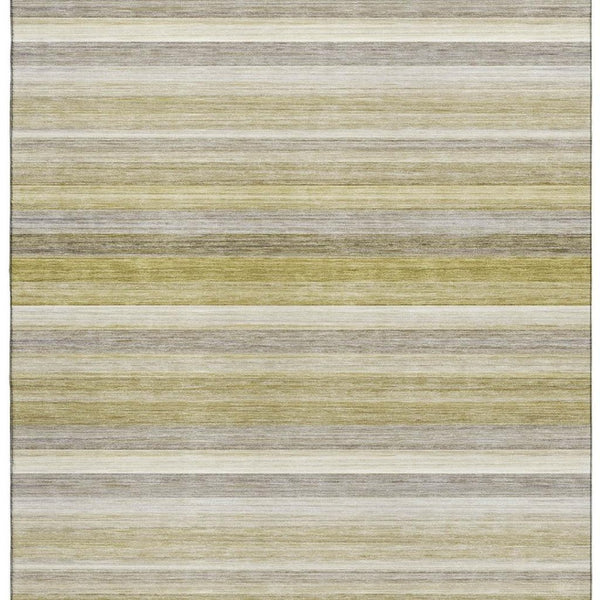 HomeRoots 9' x 12' Wheat Gray & Ivory Striped Area Rug - Stylish, Durable, Stain-Resistant & UV Protected Design 648063