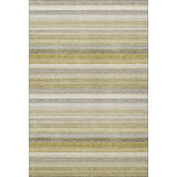 HomeRoots 10' X 14' Wheat Gray Striped Area Rug - Washable, UV Protected, Stain Resistant for Busy Homes 648064