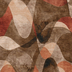 HomeRoots 5' X 8' Contemporary Chocolate Beige Copper Area Rug - Washable, UV Protected, Stain Resistant Design! 648066