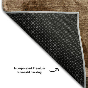 HomeRoots 9' X 12' Abstract Washable Area Rug in Chocolate Beige & Copper - UV Protected, Durable & Stylish 648069