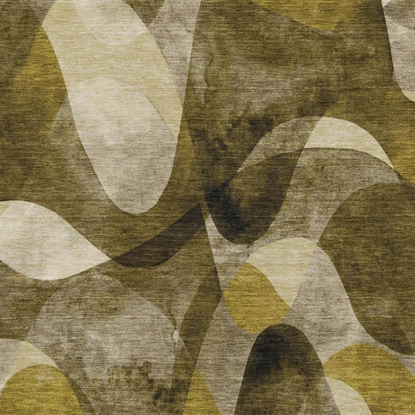 HomeRoots 5' X 8' Abstract Coffee Gold Ivory Washable Area Rug - Durable, UV-Protected, Pet-Friendly Design! 648072