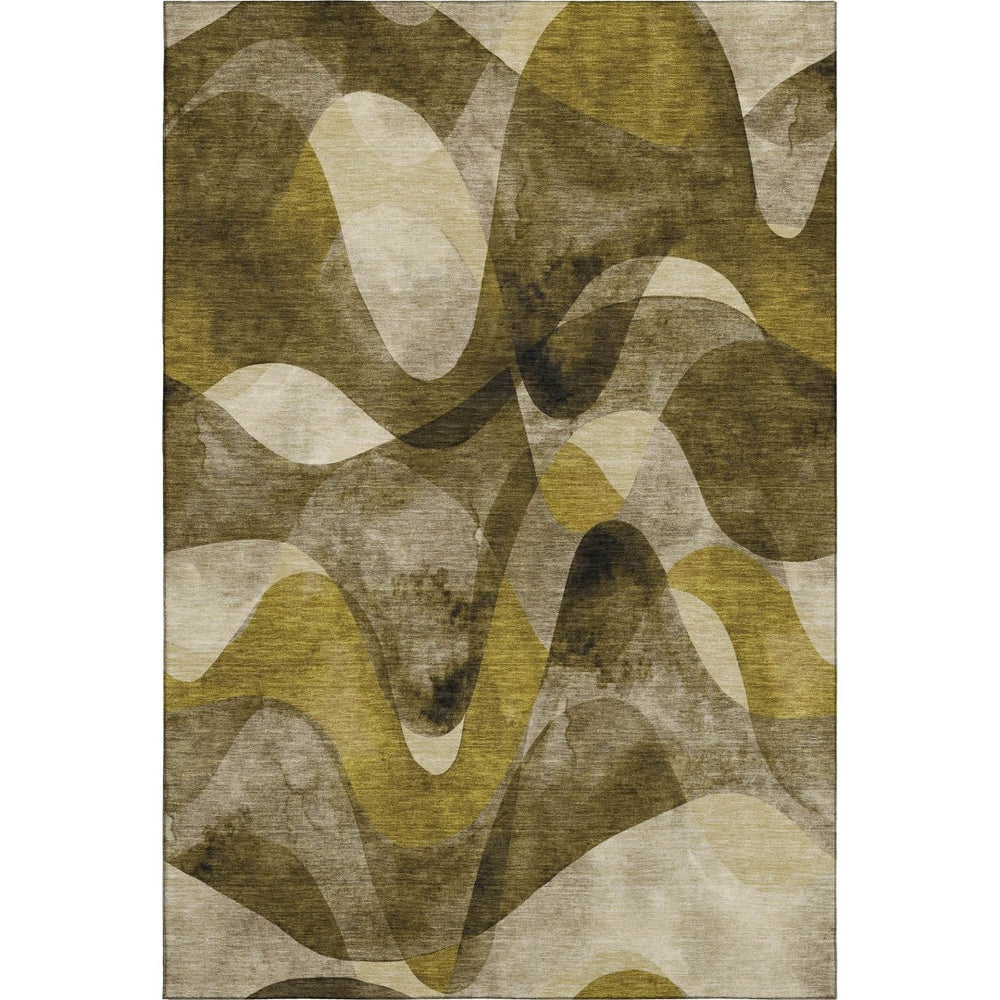 HomeRoots 9' X 12' Contemporary Coffee Gold Ivory Abstract Area Rug - Soft, Durable, UV Protected & Stain Resistant 648075