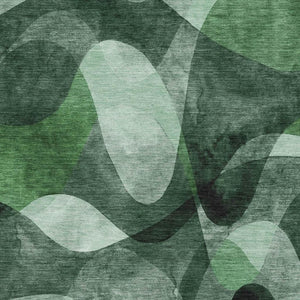 HomeRoots 5' X 8' Contemporary Fern Green Gray Ivory Abstract Area Rug - Washable, UV Protected & Durable Design 648078