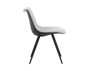 Sunpan LIPA Dining Chair - Contemporary Comfort with Curved Backrest and Antique Bronze Iron Legs Grey 112263