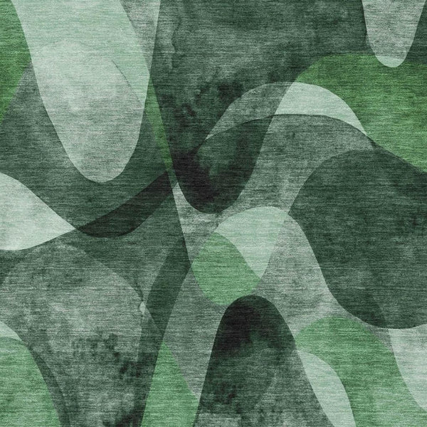 HomeRoots 8' X 10' Contemporary Fern Green and Gray Abstract Washable Area Rug with UV Protection & Durability 648080