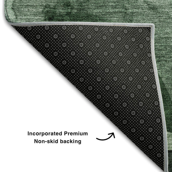 HomeRoots 9' X 12' Modern Abstract Area Rug in Fern Green, Gray & Ivory - Durable, Washable & UV-Protected! 648081